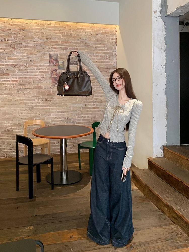 レディース トップス Tシャツ 長袖 無地 スリム 秋冬 秋 きれいめ Vネック ショート 膝丈 タイト レース シンプル 冬 細身 上品 シャツ 切り替えデザイン タイ レースアップ ポリエステル 着痩せ