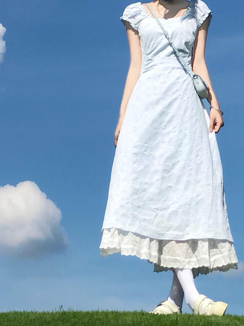レディース ワンピース ロング 半袖 ワイド かわいい 大人可愛い きれいめ シンプル 上品 おしゃれ かっこいい 無地 春 夏 誕生日 ママ デート お出かけ イベント リゾート 旅行 海 女子会 休日 バカンス ショッピング コンパ カフェ ランチ コーデ 楽ちん 普段使い モテ S M L ブルー ロング 丈長 セミフレア フリル かっこいい こなれ感 ラフ モード系 エレガント ナチュラル 誕生日 謝恩会 二次会 母の日 ママ レストラン ビーチ ホテル お花見 合コン コンパ 婚活 清楚