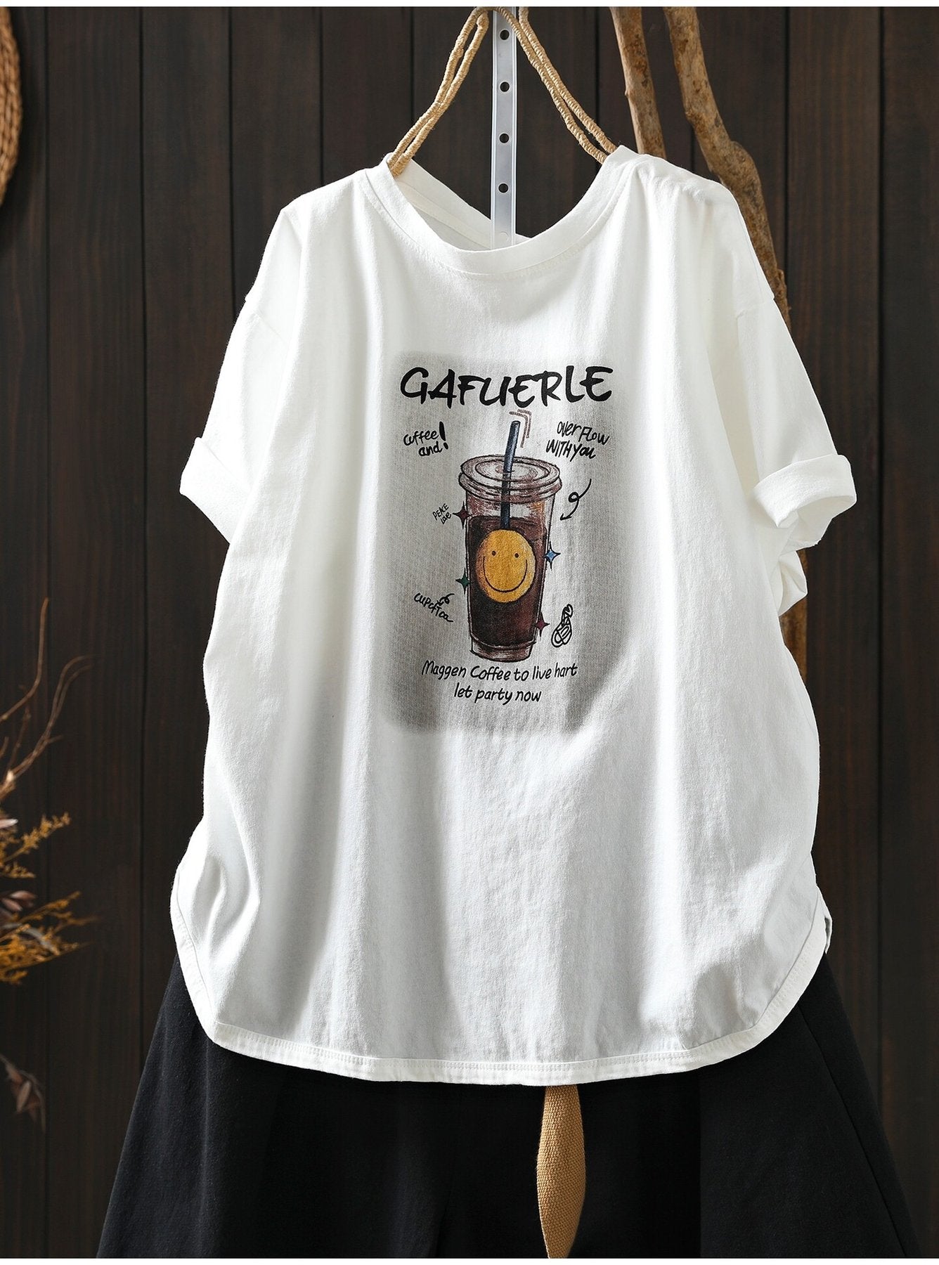 レディース シャツ Tシャツ 半袖 プリント ゆったり コットン 綿 春夏 カジュアル 体型カバー おしゃれ 前開き 春 夏 ラウンドネック シンプル 黒 プルオーバー