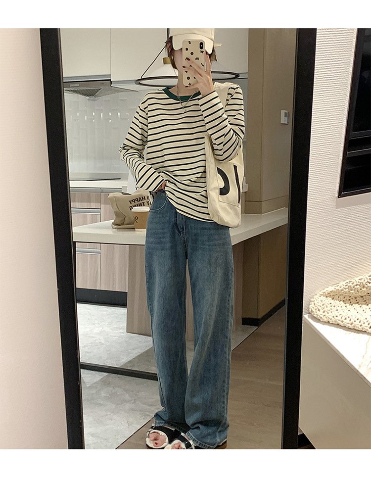 レディース シャツ 長袖 ボーダー ストライプ チェック柄 ゆったり コットン 綿 春 秋冬 カジュアル 春夏 前開き 膝丈 ラウンドネック 秋 冬 ストレッチ ボタン
