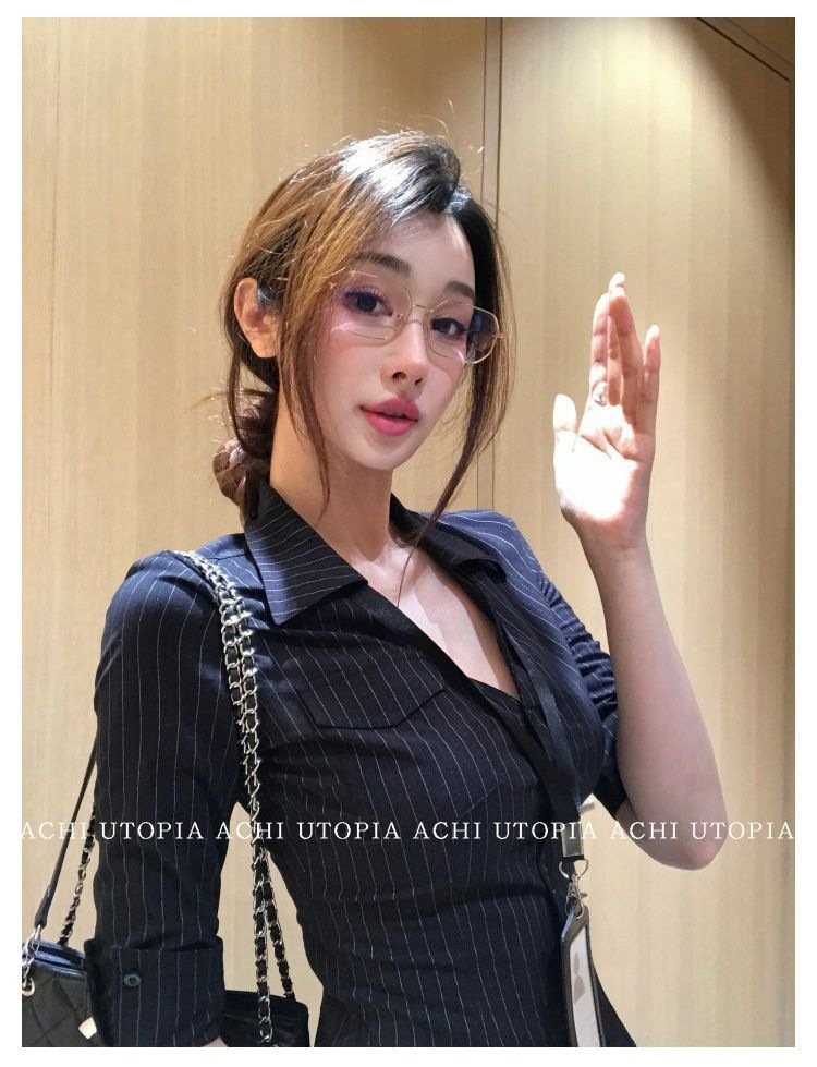 レディース シャツ トップス 半袖 ボーダー ストライプ アニマル柄 スリム 春夏 前開き ミニ Vネック 春 夏 ロング 切り替えデザイン フェミニン ボタン 職場