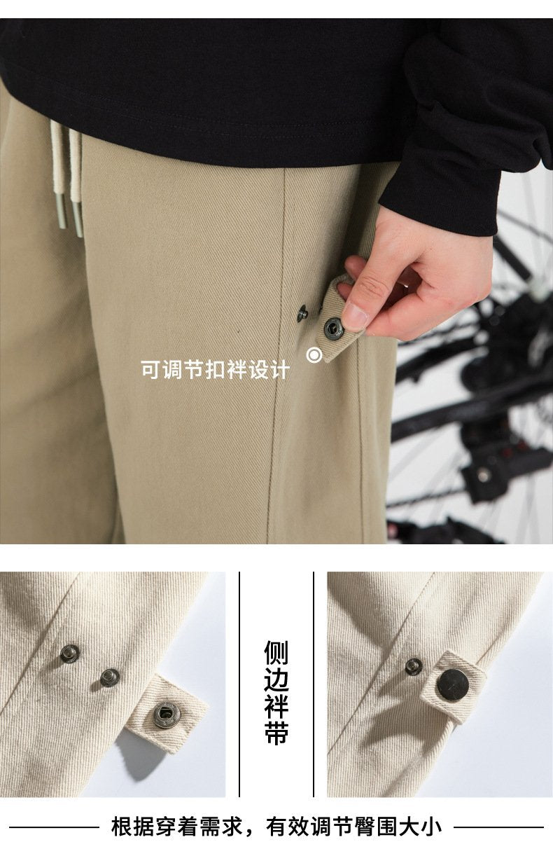 パンツ コットン 綿 春 カジュアル レトロ ロング ロングパンツ ステッチ ボタン