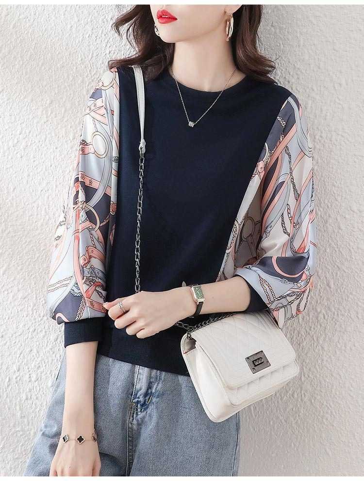 レディース シャツ トップス ジャケット 長袖 プリント ゆったり 春 秋 体型カバー 大きいサイズ 春夏 前開き ラウンドネック ママ 上品 スウェット ポリエステル