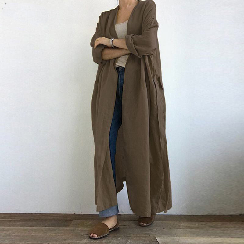 レディース コート アウター 上着 ロング 長袖 ノーカラー ストレート Iライン オーバーサイズ ベルト ウエストマーク ウエストリボン きれいめ シンプル カジュアル 上品 おしゃれ かっこいい レトロ こなれ感 ラフ ガーリー ベーシック ナチュラル 無地 春 秋 お出かけ 休日 重ね着 楽ちん 体型カバー 普段使い 着回し レイヤード トレンド 流行 定番 S M L XL 2XL 3XL 4XL 5XL 小さいサイズ 大きいサイズ ビッグ ゆったり ゆる 黒 ブラック 茶色 ブラウン オレンジ