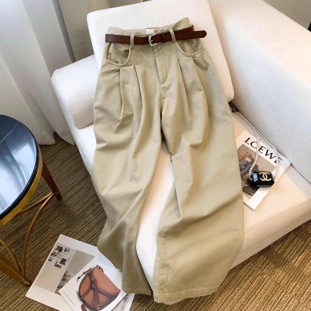 レディース パンツ ゆったり ワイド コットン 綿 デニム 秋冬 秋 カジュアル プリーツ 白 冬 スリム ストレートパンツ ロング ストレート デニムパンツ ハイウエスト