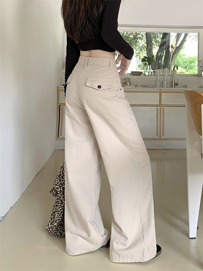レディース パンツ ボトムス Gパン ストレートパンツ ワイド デニムパンツ フルレングス ストリート ポケット ハイウエスト 大人可愛い きれいめ シンプル カジュアル おしゃれ かっこいい こなれ感 ラフ 存在感 ベーシック ナチュラル 無地 春 秋 ロングシーズン ママ 通勤 学生 学校 通学 デート お出かけ お泊まり アウトドア キャンプ イベント 旅行 女子会 休日 ショッピング ライブ お花見 体型カバー 美脚 着回し トレンド 定番 S M L XL ベージュ ベーシックカラー 大人カラー