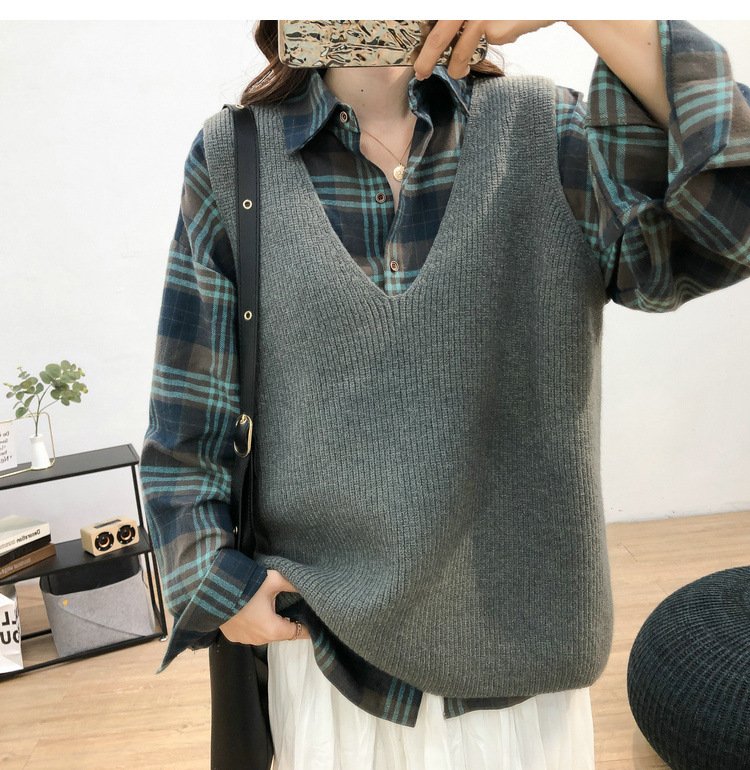 レディース トップス ニット ベスト 無地 ゆったり 秋冬 秋 カジュアル 体型カバー Vネック 膝丈 シンプル 冬 ブラック グレー イエロー セーター ベージュ アプリコット ポリエステル