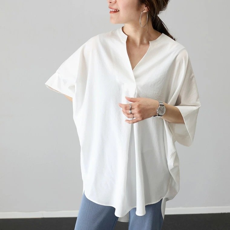 シャツ ボーダー ストライプ 無地 ゆったり 春夏 体型カバー 夏服 前開き Vネック 春 夏 シンプル 韓国ファッション カバーオール
