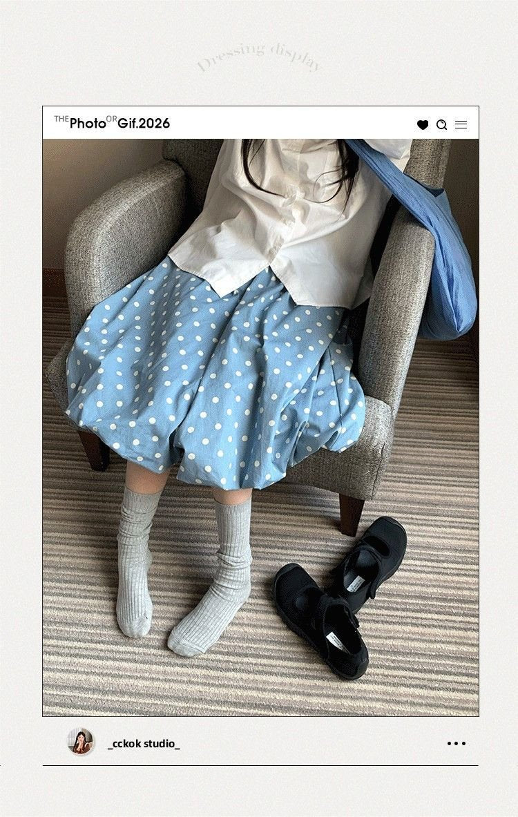 パンツ スカート ドット柄 春夏 カジュアル 体型カバー 春 夏 韓国ファッション ロング 切り替えデザイン ポリエステル ドット