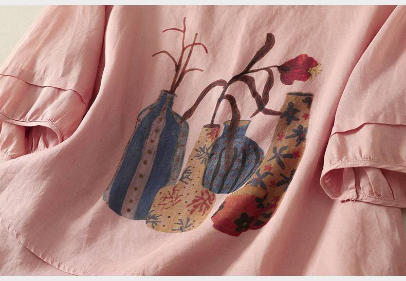 レディース シャツ トップス Tシャツ 半袖 プリント ゆったり コットン 綿 麻 春夏 きれいめ 通勤 体型カバー 前開き デニム 春 夏 プルオーバー レイヤード