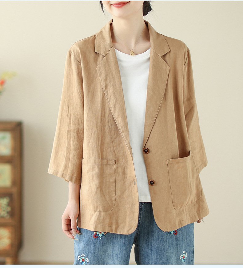 レディース ジャケット ゆったり コットン 綿 リネン 春夏 きれいめ レトロ 通勤 オフィス 体型カバー 春 ショート 夏 レザー レギュラー ボタン