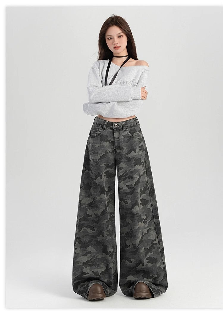 レディース パンツ ボトムス Gパン ロングパンツ ワイドパンツ デニムパンツ ロング 丈長 ワイド ストレート 裾ワイド ストリート ポケット ボタン アメカジ デニム カラーデニム カジュアル おしゃれ かっこいい こなれ感 ラフ メンズライク ボーイッシュ クール 抜け感 ワイルド 迷彩 カモフラージュ 春 夏 秋 冬 オールシーズン シーズンレス ママ 学生 学校 通学 お出かけ アウトドア 旅行 女子会 休日 ショッピング ライブ フェス ランチ S M L XL 2XL 大きいサイズ グレー