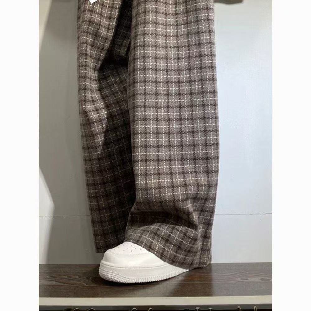 レディース パンツ ボーダー ストライプ チェック柄 ゆったり スリム 春 秋冬 カジュアル ミニ 秋 冬 ロング ストレート ロングパンツ ウール ハイウエスト フェミニン カフェ ストレッチ ポリエステル