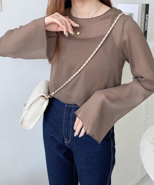 ブラウス シャツ トップス 長袖 無地 春夏 きれいめ 通勤 前開き 春 夏 レース シンプル 韓国ファッション シフォン 透け感 都会的