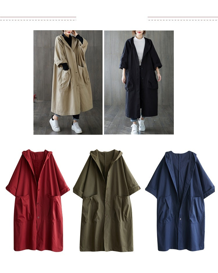 レディース コート 上着 羽織 前開き ロングコート 長袖 Vネック フード ストレート Iライン ポケット 2way ボタン 薄手 大人可愛い きれいめ シンプル 上品 おしゃれ こなれ感 ラフ 個性的 エレガント 主役級 存在感 抜け感 都会的 無地 春 秋 ロングシーズン ママ デート お出かけ 旅行 公園 女子会 韓国 オルチャン 楽ちん 暖かい 防寒 体型カバー 普段使い 着回し モテ トレンド 流行 インスタ映え ゆったり ゆる フリーサイズ 黒 ブラック カーキ