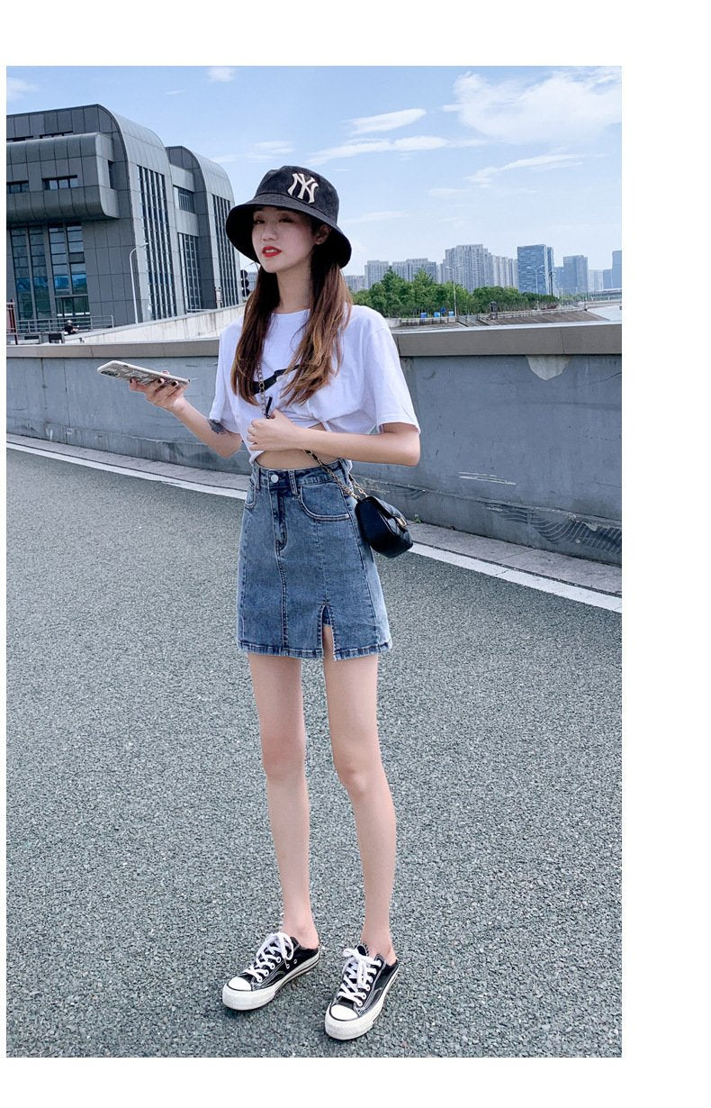 パンツ スカート デニム 秋冬 秋 きれいめ ショート ショートパンツ 冬 上品 Aライン スリット ハイウエスト デニムスカート ストレッチ