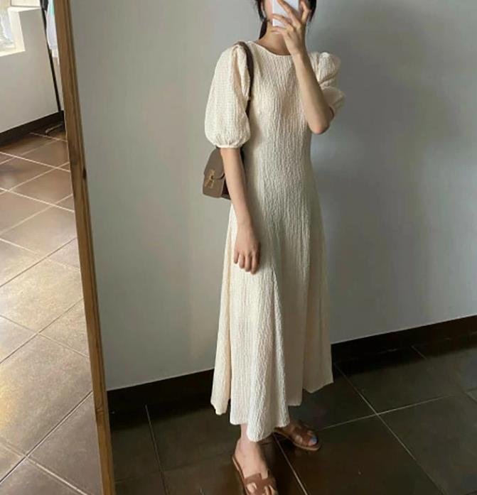 ワンピース 半袖 無地 春夏 カジュアル 春 夏 ラウンドネック シンプル ミモレ ロング