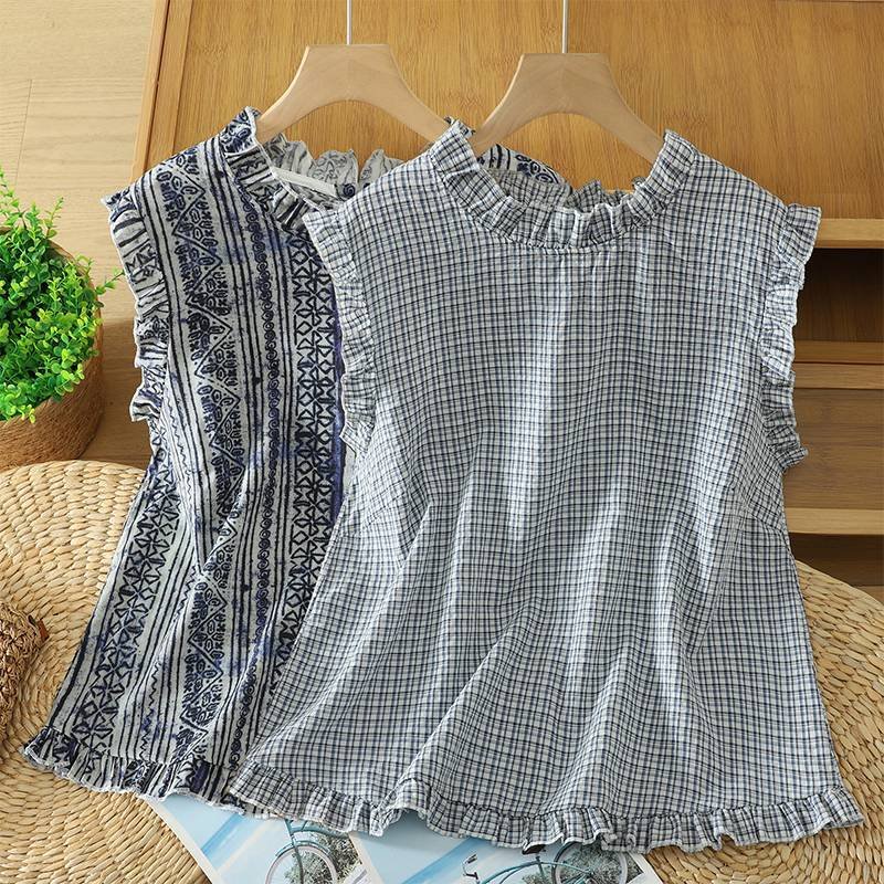 トップス Tシャツ ノースリーブ ボーダー ストライプ ゆったり スリム コットン 綿 春夏 きれいめ 通勤 体型カバー 袖なし 春 夏 フリル シャツ