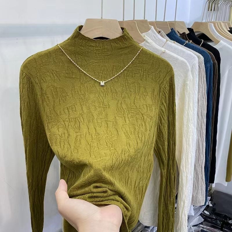 レディース トップス Tシャツ ニット 長袖 ゆったり 秋冬 秋 きれいめ 通勤 オフィス おしゃれ 膝丈 ラウンドネック タイト 冬 細身 タートルネック シャツ 切り替えデザイン セーター プルオーバー ハーフ タイ インナー 着痩せ