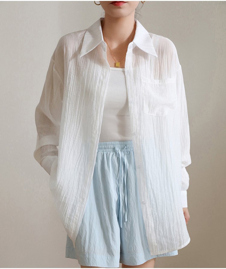 レディース シャツ トップス 長袖 無地 ゆったり 春夏 きれいめ 前開き 春 白 夏 シンプル 上品 レギュラー ポリエステル 白シャツ UVカット