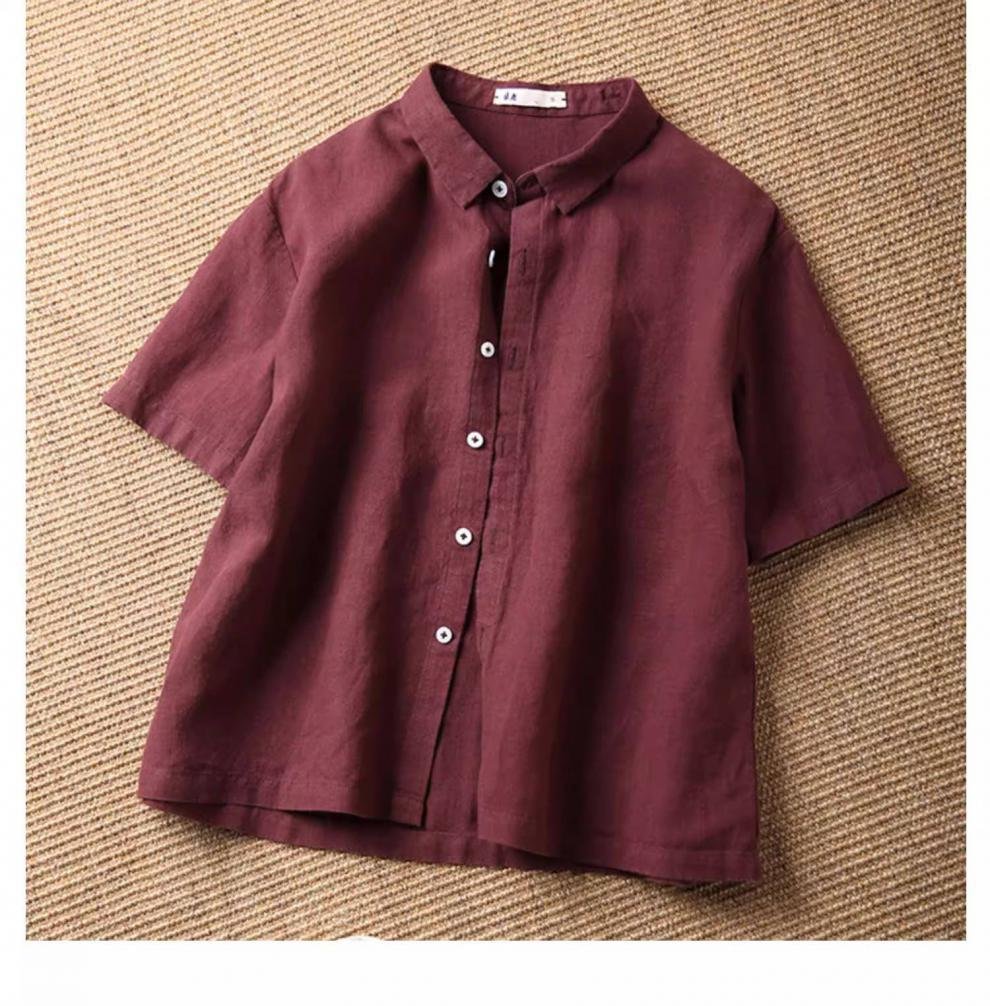 レディース シャツ ジャケット 半袖 長袖 無地 ゆったり リネン 春夏 カジュアル レトロ 前開き 春 ショート 夏 ラウンドネック シンプル 薄手 スーツ タイ ポリエステル