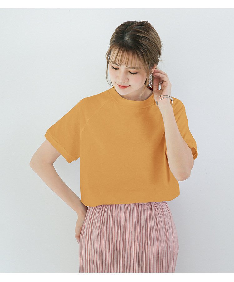 レディース Tシャツ 半袖 ボーダー ストライプ ゆったり コットン 綿 春夏 カジュアル 春 夏 ラウンドネック ハイネック シャツ ハーフ ラグラン