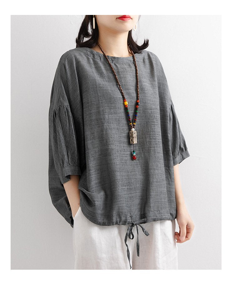 レディース Tシャツ 半袖 無地 ゆったり 春夏 カジュアル 春 夏 ラウンドネック シンプル シャツ 切り替えデザイン ポリエステル