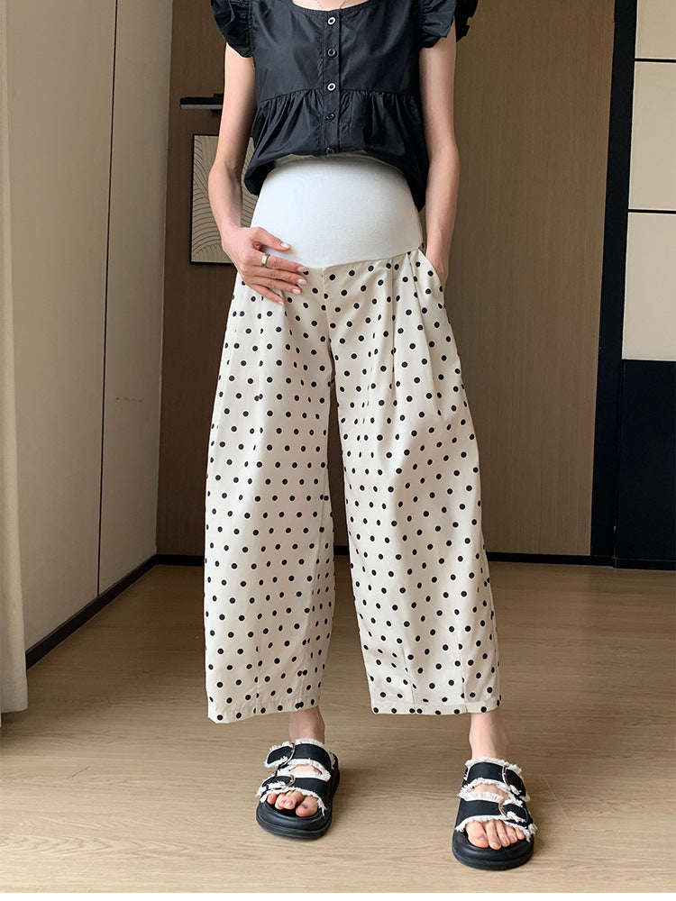 お腹切り替え ウエスト調整ゴム プレママ レディース パンツ ボトムス ワイドパンツ タックパンツ アンクル丈 ワイド フェミニン ハイウエスト ウエストゴム 切り替えデザイン ポケット かわいい 大人可愛い きれいめ シンプル カジュアル おしゃれ こなれ感 ガーリー キュート ナチュラル ドット柄 水玉 春 夏 マタニティ デート お出かけ 旅行 女子会 休日 ショッピング カフェ ランチ お家時間 楽ちん 普段使い 着回し M L XL 2XL 大きいサイズ ベージュ ベーシックカラー 春カラー