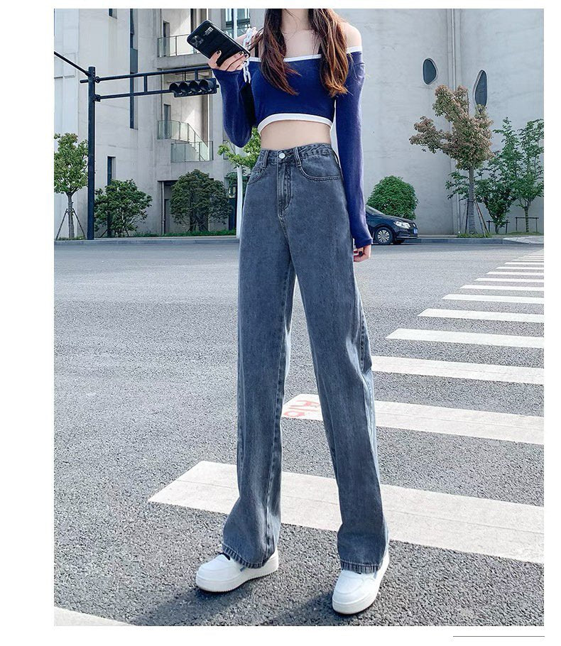 レディース 春 秋 ストレート 切り替えデザイン ハイウエスト