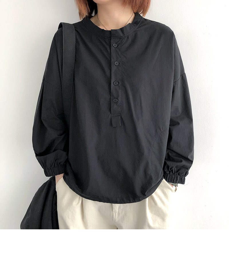 レディース シャツ トップス 長袖 無地 ゆったり カジュアル きれいめ 通勤 体型カバー おしゃれ 前開き ラウンドネック シンプル 切り替えデザイン プルオーバー レギュラー