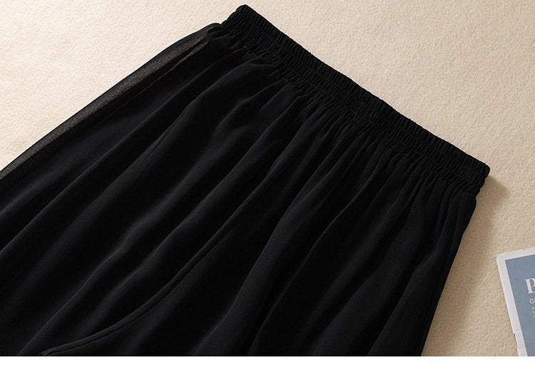 レディース パンツ ワイド 春夏 レトロ 春 白 夏 シフォン 切り替えデザイン ビーチ