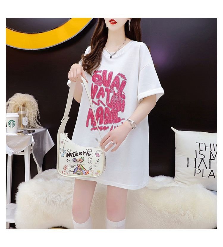 レディース トップス Tシャツ 半袖 ゆったり 春夏 カジュアル 大きいサイズ 春 夏 ラウンドネック ミモレ シャツ 丸襟 蝶