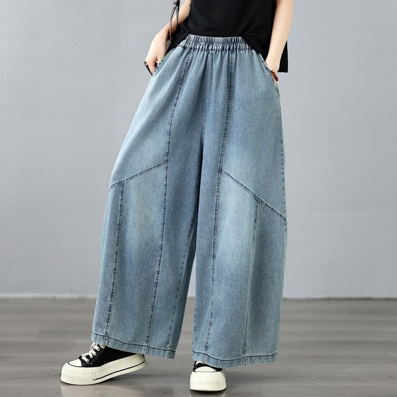 レディース パンツ ワイド スリム デニム 春夏 カジュアル レトロ 春 夏 シンプル デニムパンツ ハイウエスト ポリエステル