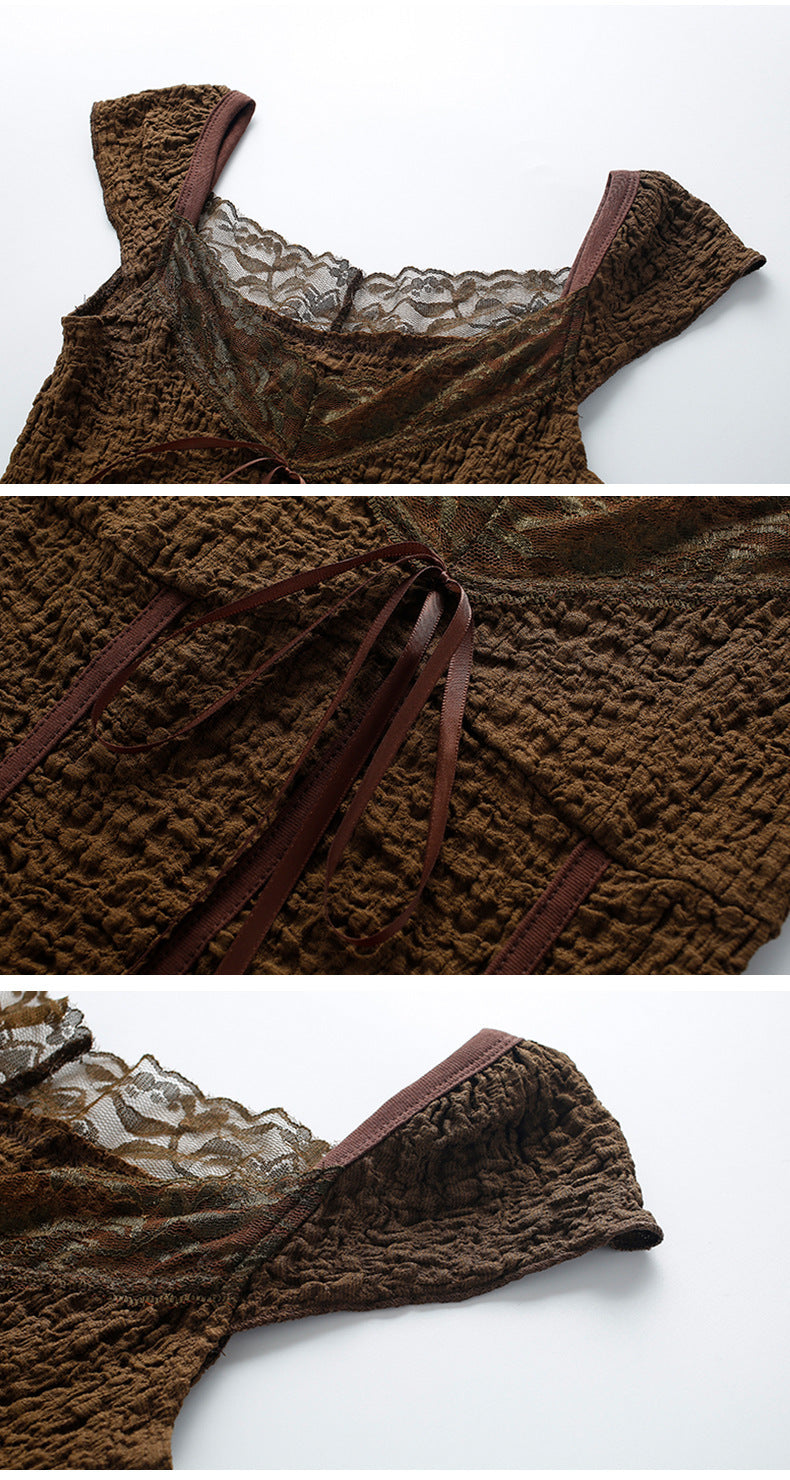 レディース トップス シャツ ショート 半袖 スクエアネック タイト スリム 細身 レース 刺繍 リボン 薄手 かわいい 大人可愛い シンプル おしゃれ かっこいい こなれ感 個性的 主役級 存在感 抜け感 ラブリー キュート 都会的 ベーシック 春 夏 ロングシーズン ママ デート お出かけ アウトドア キャンプ 旅行 女子会 重ね着 韓国 オルチャン 楽ちん 体型カバー 普段使い 着回し モテ トレンド 流行 インスタ映え S M L クリーム 茶色 ブラウン 春カラー
