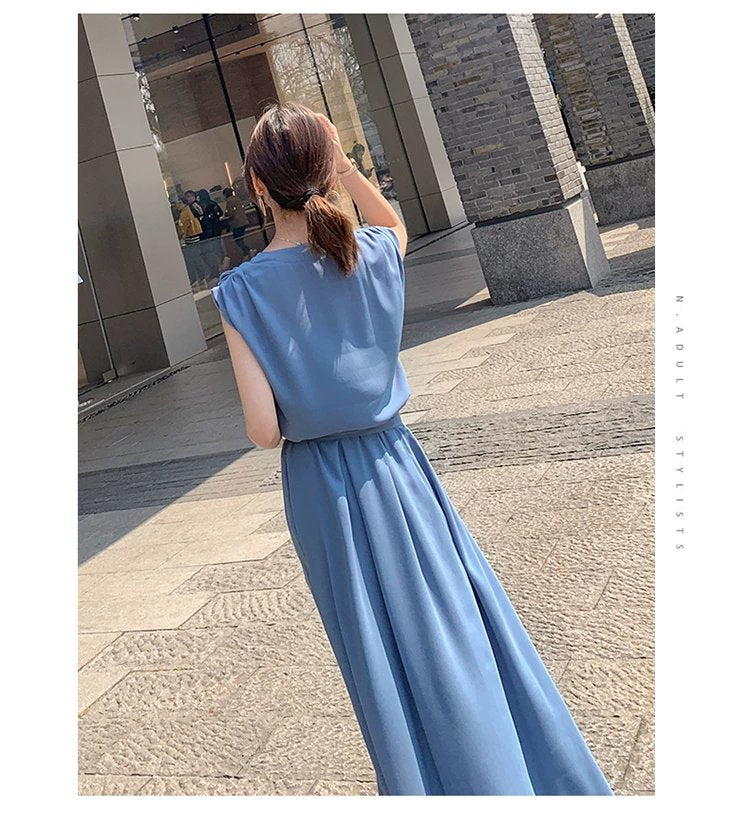 ワンピース ノースリーブ 無地 夏 きれいめ 通勤 春夏 袖なし Vネック シンプル ロング 上品 ウエストマーク