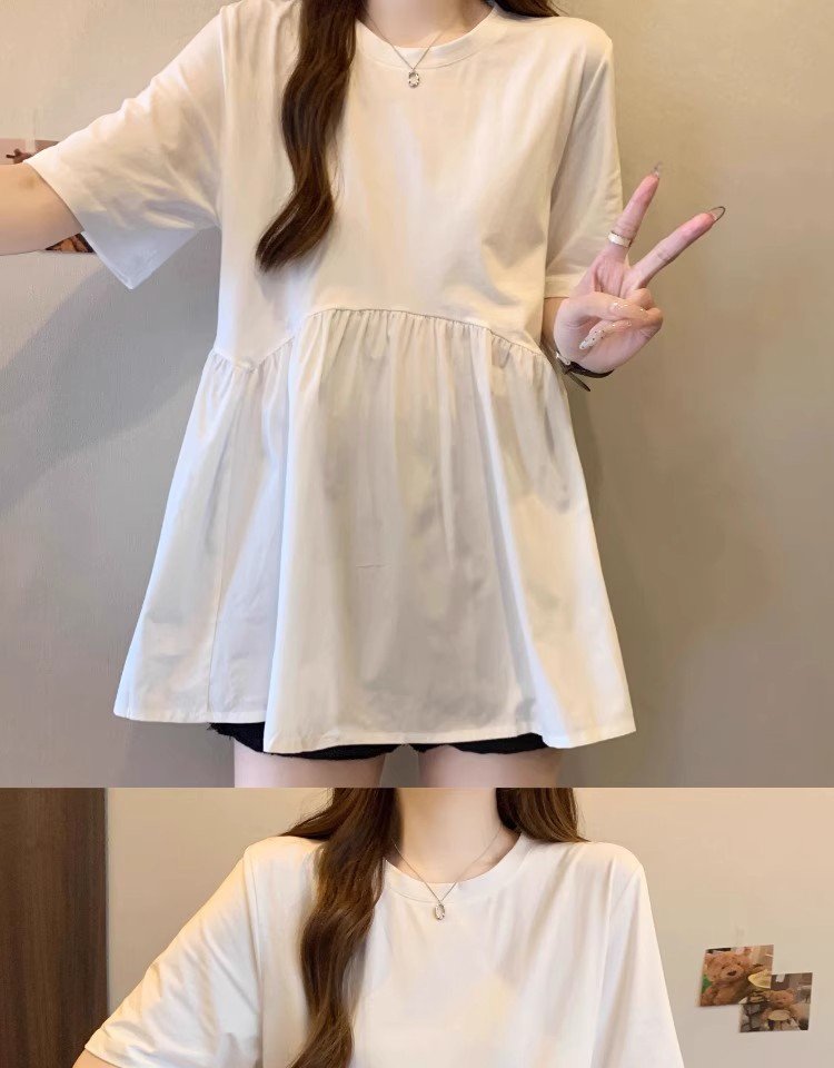 レディース Tシャツ 半袖 無地 ゆったり 春夏 カジュアル 大きいサイズ 春 夏 ラウンドネック シンプル 黒 シャツ ポリエステル