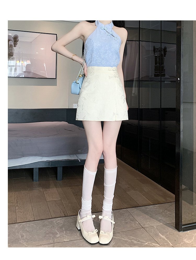 レディース スカート スリム 春夏 きれいめ 春 ショート 夏 上品 Aライン エスニック ハイウエスト ショートスカート ボタン