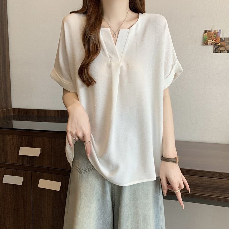 レディース Tシャツ 半袖 無地 ゆったり 春夏 カジュアル Vネック 春 夏 シャツ レギュラー ポリエステル