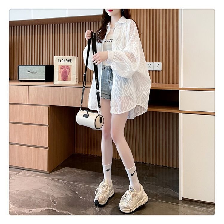 シャツ コート ジャケット 長袖 ゆったり 春夏 カジュアル 前開き 春 夏 ミモレ 薄手 ポリエステル
