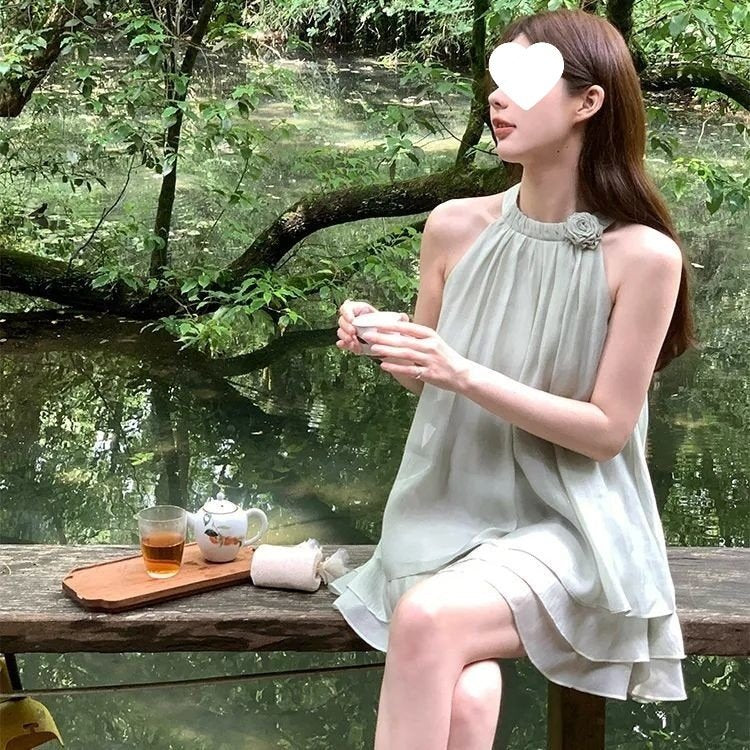 レディース シャツ パンツ スカート 長袖 ノースリーブ ゆったり 春夏 きれいめ 前開き 春 夏 ラウンドネック ハイネック 上品 脚長 ハイウエスト セットアップ グリーン 丸首