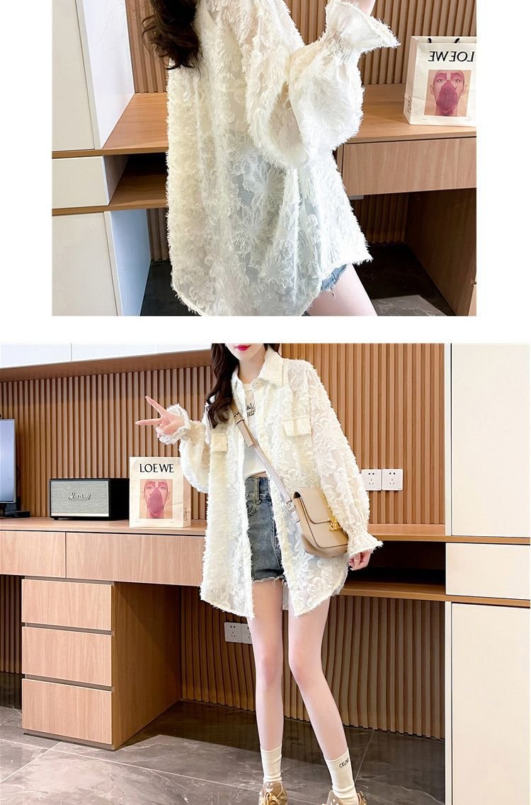 シャツ コート ジャケット 長袖 ゆったり 春夏 カジュアル 通勤 前開き 春 夏 ミモレ 薄手 ポリエステル