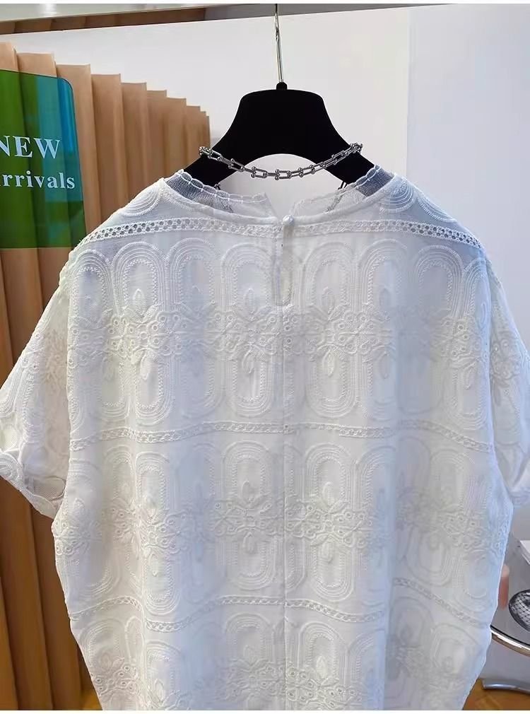 レディース Tシャツ 半袖 ゆったり コットン 綿 夏 秋冬 カジュアル 大きいサイズ 春夏 ラウンドネック 秋 レース 冬 刺繍 おしゃれ シャツ 上着