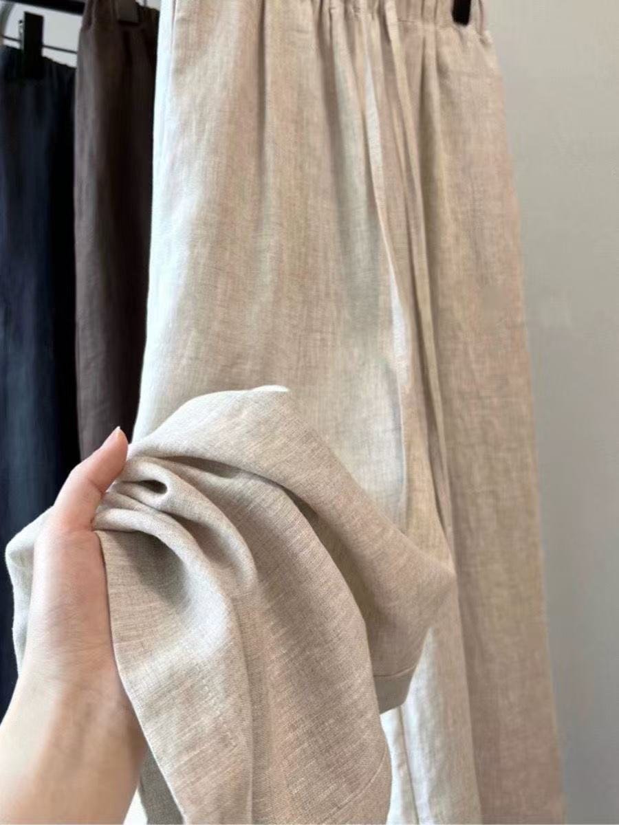 パンツ ゆったり ワイド リネン 春夏 カジュアル きれいめ 春 夏 スリム 上品 ブラウン ワイドパンツ 薄手 ポリエステル