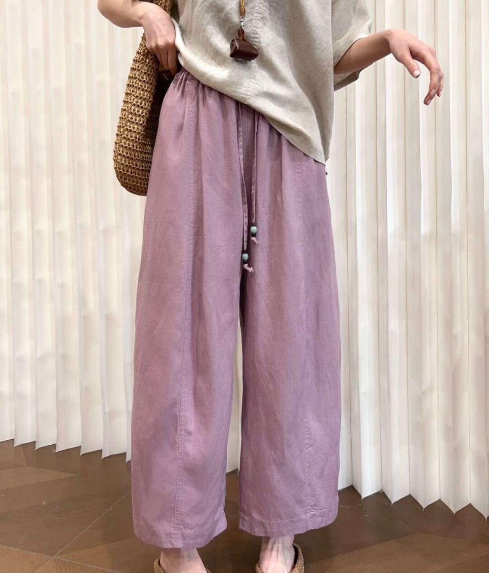 パンツ ゆったり ワイド コットン 綿 リネン 春夏 きれいめ 通勤 春 夏 スリム ロング ワイドパンツ ハイウエスト 都会的