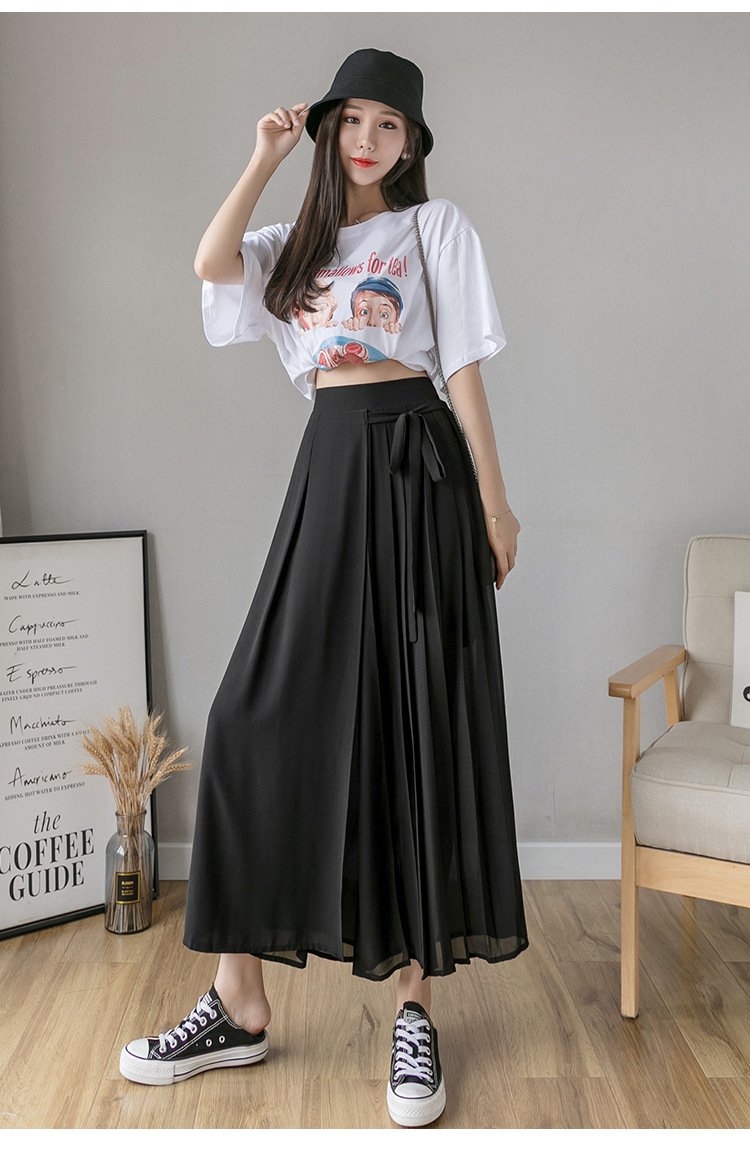 レディース パンツ 春 カジュアル 大きいサイズ シフォン リボン