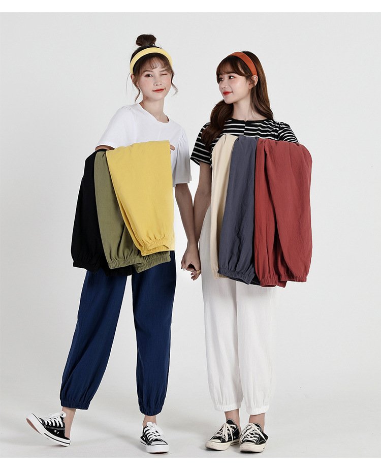 レディース パンツ ゆったり コットン 綿 麻 春夏 春 夏 9分丈 薄手 ハイウエスト タイ