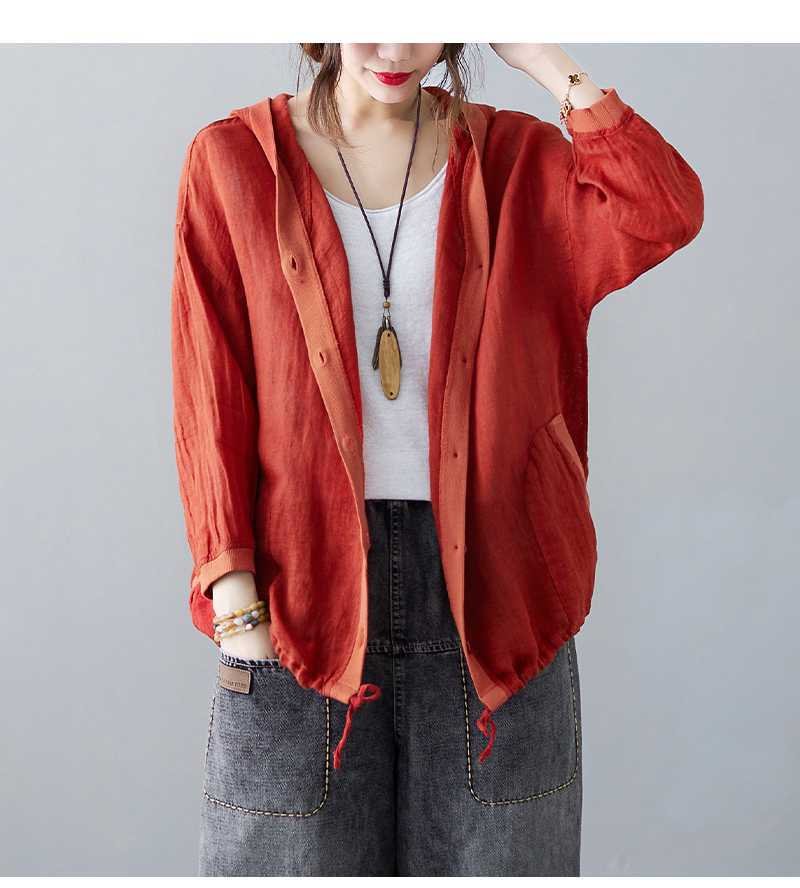 レディース シャツ トップス カーディガン 長袖 ゆったり コットン 綿 麻 夏 レトロ 体型カバー 春夏 前開き ロング