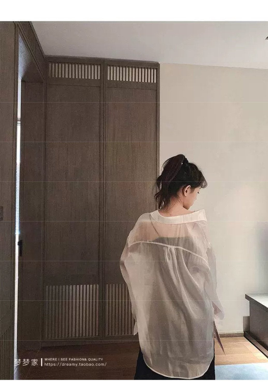 レディース シャツ カーディガン 長袖 無地 春夏 前開き 春 夏 膝丈 シンプル シフォン 薄手 切り替えデザイン シースルー