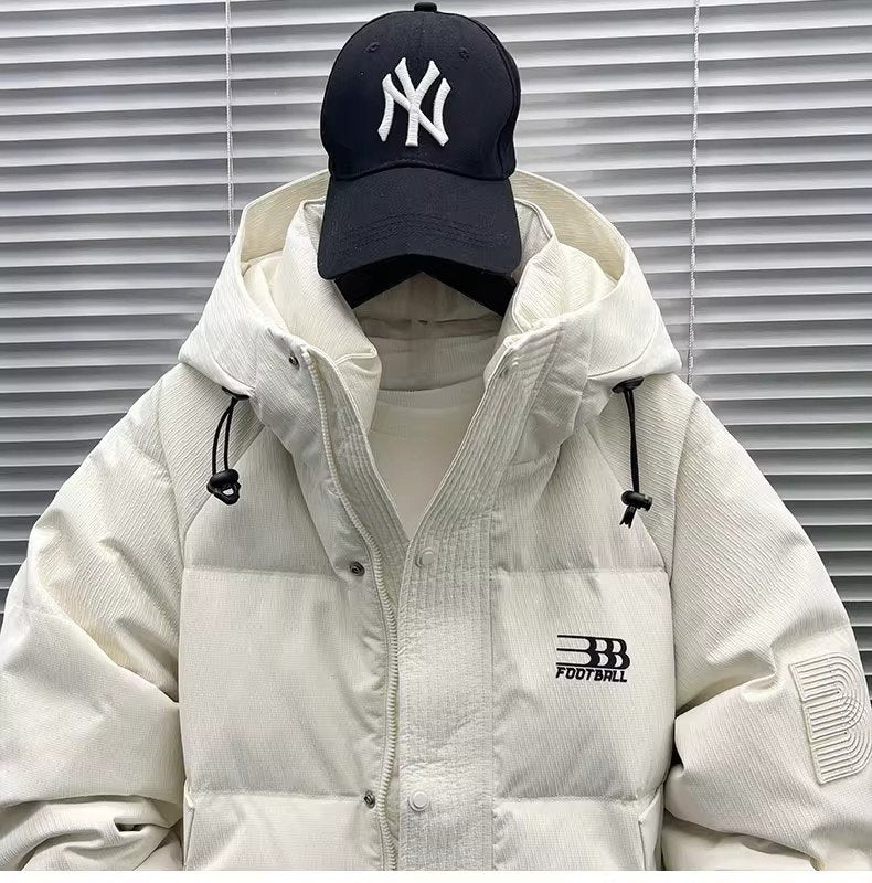 ジャケット 無地 ゆったり ワイド 秋冬 秋 体型カバー 膝丈 シンプル 冬 ダウン アウトドア 厚手 フード ダウンジャケット