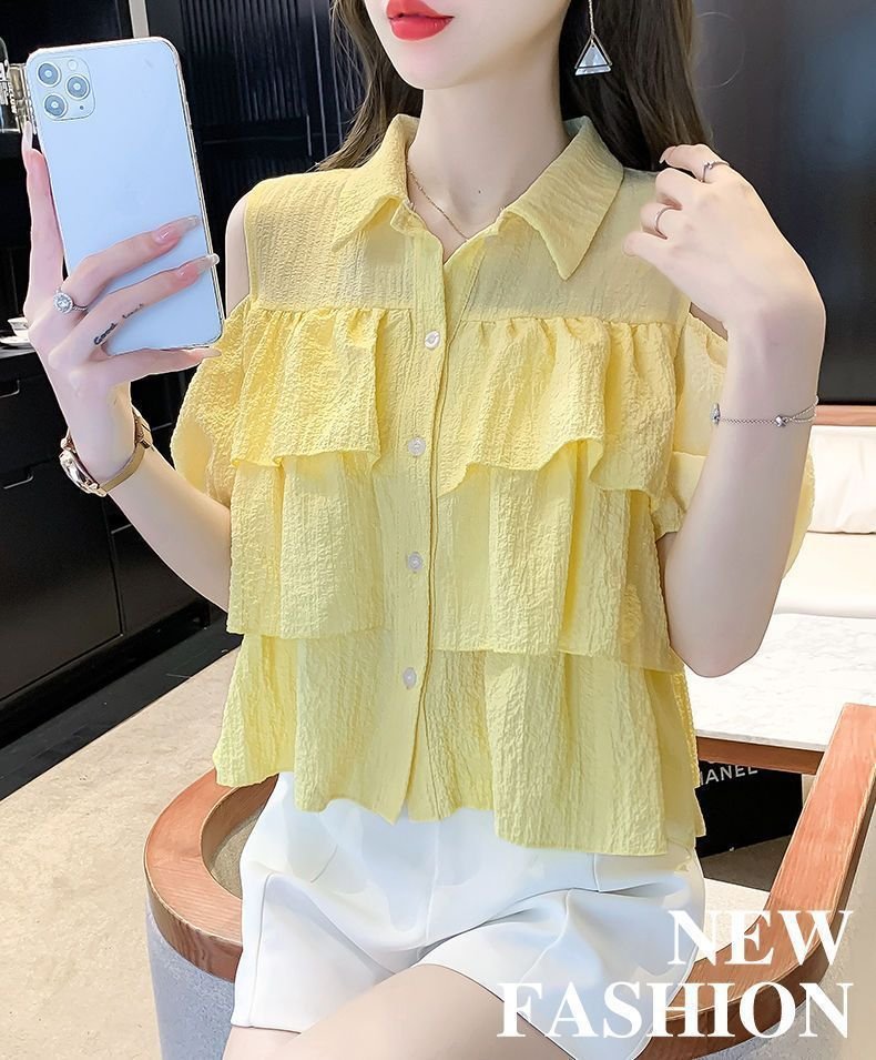 レディース シャツ 半袖 ゆったり 春夏 前開き プリーツ 春 夏 膝丈 ポリエステル